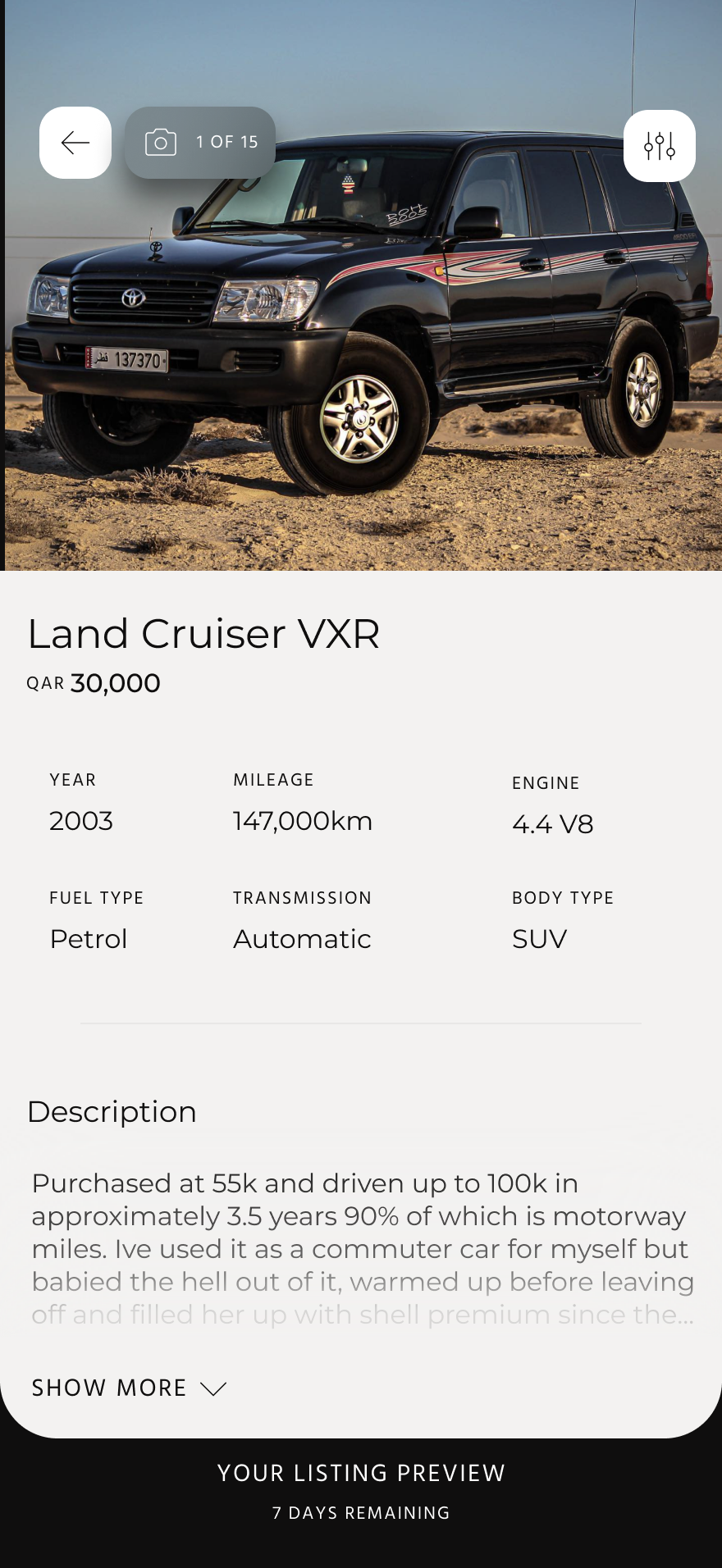 Listing preview